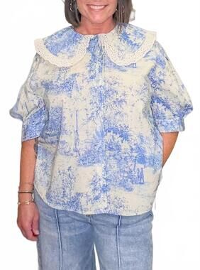 NEW GIGIO toile blouse in blue